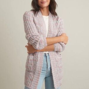 Marine Layer Pink Lavender Multicolor Ribbed Open-Front Cardigan